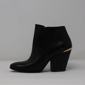 Cole Haan Black Ankle Booties with Gold Accent